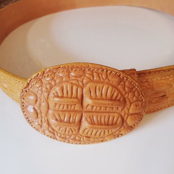 Handmade Crocodile Hornback Leather Skin Men's Belt / Buckle Mexico Sz 44 VTG. - Picture 11 of 12